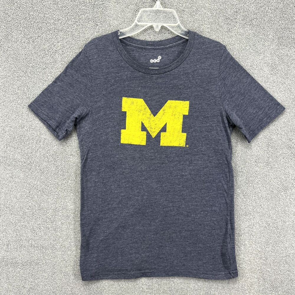 Gen2 Michigan Wolverines T Shirt Youth Large Blue Primary Splattered Logo